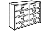Woodcrest Dresser, 8 Drawers, 4 Side by Side, 60"W